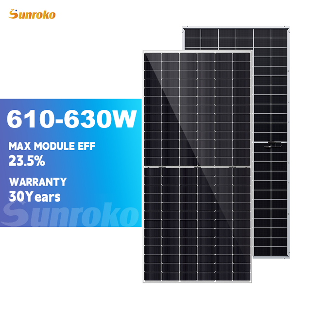 Sunroko Best Price Solar Panels Topcon 600W 610W 625W 635W Solar Half Cell Panel Price Dropped