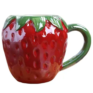 Madou 3D Creative Fruit Grape Shaped Ceramic Coffee Mug Custom Purple Color Breakfast Cup With Handle Mugs Dolomite Modeling Mug