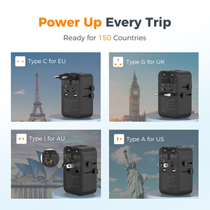 <span class=keywords><strong>TESSAN</strong></span> 20W Internationaler Stromadapter, Ultraflacher Universal-Reiseadapter mit 2 USB-C und 1 USB-A, Reiseadapter für weltweite Steckdosen - Product Image 2