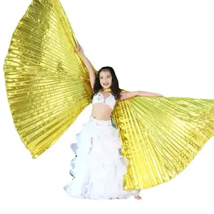 Belly Dance Isis Wings with Sticks for Kids Girls Belly Dance Costume Angel Wings for Halloween Carnival Performance