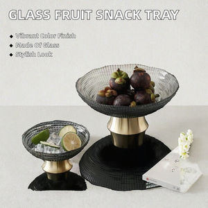 Plat à collation, assiette à fruits, plateau, bol, accessoires de table, décoration de la maison, cadeau d'affaires, style européen, verre émaillé coloré, respectueux de l'environnement - Product Image 2