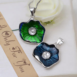 Support de pendentif en argent S925 avec feuille de lotus en résine, pour perles de 7-9 mm, accessoire de coiffure DIY, apprêts et composants de bijoux vides - Product Image 3