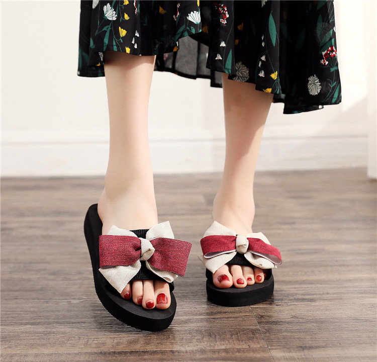 2021 Beach Slippers Slip On Flats Sandals Outdoor Flip-flops Bow Slides Slipper Women Summer Sandals