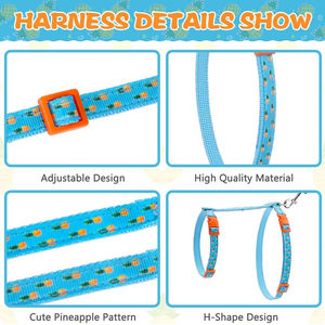 Perro de mascota gato Correa Collar y arnés Set ajustable duradero patrón de piña en forma de H gato arnés de la correa y el Collar conjunto - Product Image 2