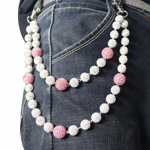 Cadenas de cinturón para bolsillos de jeans con rosario personalizado de bolas de discoteca, collar de rosario con bolas de diamantes de imitación de 12 mm, cadena de rosario católica para cintura/cuerpo - Product Image 2