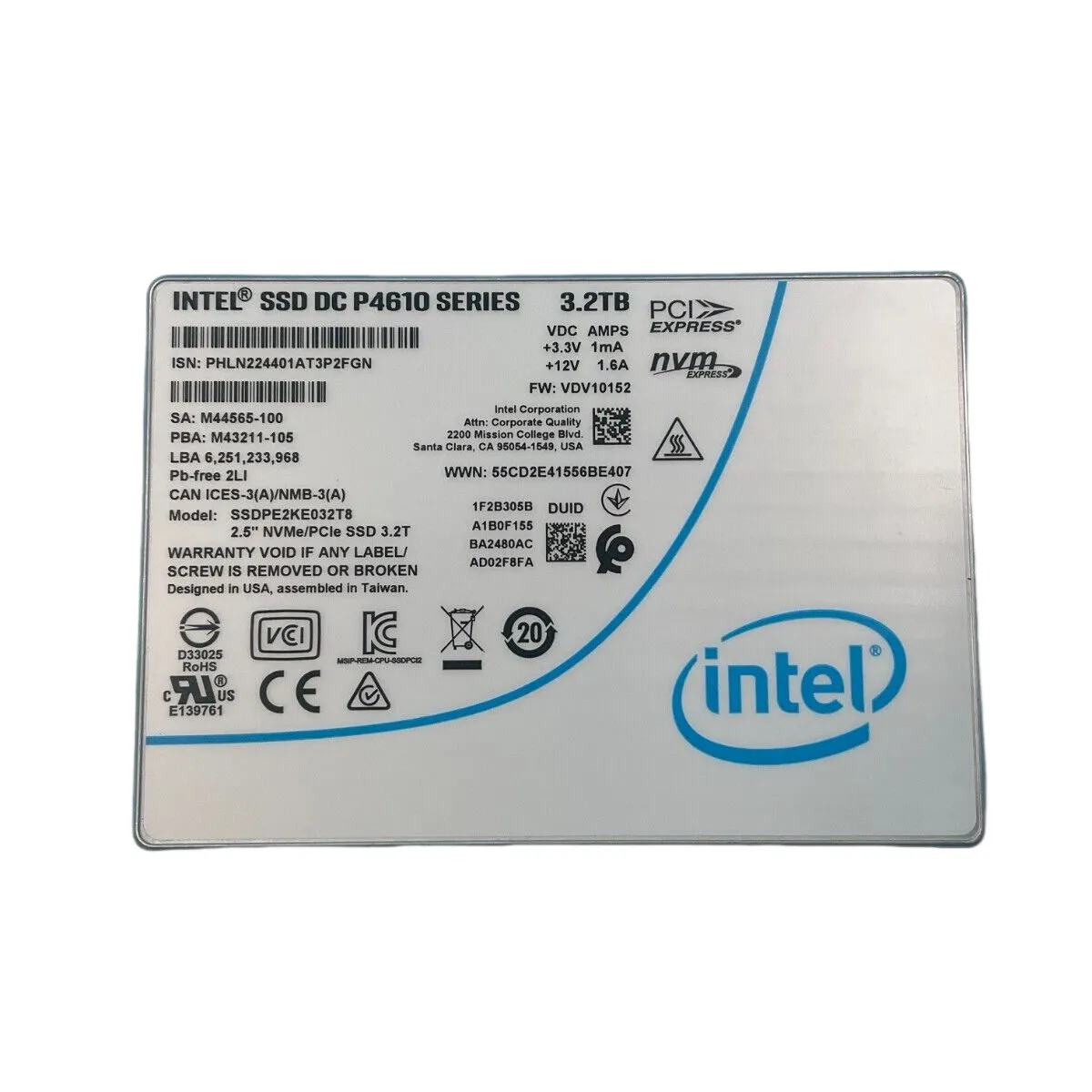 उच्च प्रदर्शन sdp2kk032t807 नए मूल इंटर ssd dc p4610 श्रृंखला 3.2TB 2.5 'nvme/pcycle sd ठोस राज्य ड्राइव