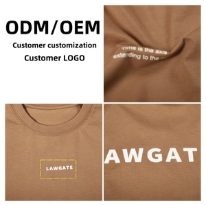 Venta al por mayor de fábrica Patrón de serigrafía Camisetas de gran tamaño para hombres Camiseta de cuello redondo holgada de color sólido de peso pesado - Product Image 6
