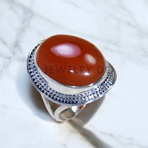Top Quality Natural Oval Cut <b>Carnelian</b> Gemstone Ring In 925 Sterling Silver Custom Design <b>Jewelry</b> Available At Reasonable Price - Product Image 3