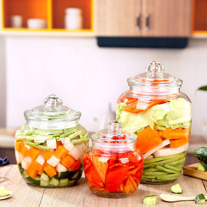 Pot de conservation en verre transparent avec couvercle, grand récipient rond hermétique pour la mise en conserve et la macération des liqueurs, usage en cuisine - Product Image 3