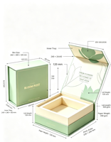 Boîte cadeau carrée vert sauge, boîte rigide magnétique de luxe légère, boîte cadeau pour fleurs écologique faite à la main, personnalisable
