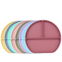 Ensemble de vaisselle pour bébé en silicone divisé écologique, non toxique, de qualité alimentaire, comprenant un bavoir, une cuillère et une fourchette