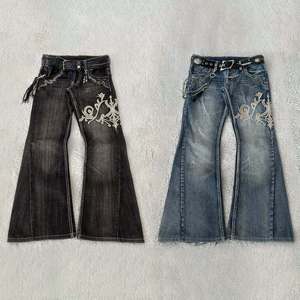 <span class=keywords><strong>Vaqueros</strong></span> Casuales y Elegantes para Mujer, Estilo Vintage Y2K, <span class=keywords><strong>Vaqueros</strong></span> Anchos de Mezclilla Lavada con Bordado - Product Image 1