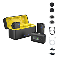 Sistem Mikrofon Lavalier Nirkabel Mini dengan Layar LCD, Perekaman Internal 4GB, Baterai Tahan Lama, Jangkauan 200m untuk Kamera Smartphone