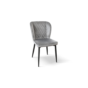 Set di 4 sedie Simona in velluto grigio con gambe in metallo, sedie da pranzo per interni - Product Image 1