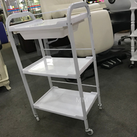 Chariot de Salon de Beauté Moderne en Plastique à 3 Niveaux et 4 Roues Facilement Déplaçable - Chariot de Coiffure pour Hôtel, Maison, Bureau et Atelier