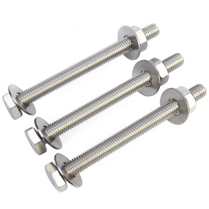 304 Stainless Steel Hex Bolt M14 M16 M24 With Washer And Nut Metric Threaded Rod For Fastener Connection - Product Image 1