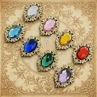 Boutons en alliage de pierres précieuses ovales en forme de losange avec strass pour chaussures, vêtements, sacs, accessoires pour cheveux et bricolage