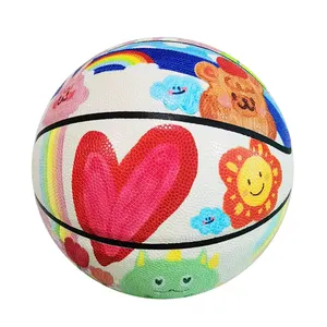 High Quality 29.5'' Basketball Training Ball All Over Printing With Customized Logo Made Of PU Leather For Entertainment