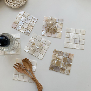 Sous-verre carré en nacre naturelle Mosaic Tile Shell Wallpaper Home Table Decor Set <span class=keywords><strong>de</strong></span> table Photo Props Jewelry Display Mat - Product Image 3