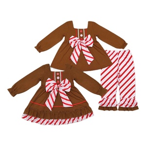 Set di abbigliamento Boutique per ragazze di alta qualità con ricamo pupazzo di neve a strisce blu per bambini inverno pigiami all'ingrosso per bambini - Product Image 4