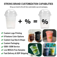 Private label merk lancering aangepaste logo OEM ODM transparante composteerbare PLA bekers voor cafe, sap- en smoothiezaak