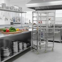 Chariot de boulangerie en acier inoxydable à 16 niveaux, double rangée, pour plateaux de cuisson, avec roues à frein pour four à pain - Vente chaude