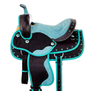 SAISHAS Ensemble de selle de barrel racing synthétique occidentale personnalisable de qualité supérieure, léger, durable, confortable et de haute qualité pour le rodéo et le trail - Product Image 1