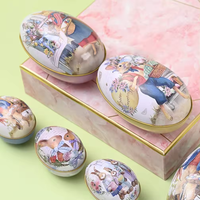 Nouveau personnalisé imprimé mignon de qualité alimentaire menthe bonbons boîte en fer blanc vide petit oeuf forme pâques vacances lapin boîte en fer blanc