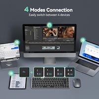 2.4G dapat diisi ulang nirkabel untuk Keyboard Bluetooth, tata letak QWERTY UK Keypad Mini ringkas tombol senyap kompatibel Multi