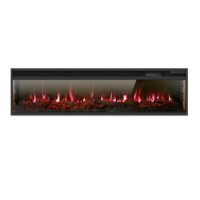 Cheminée électrique encastrée ultrafine 3d led moderne, simulation de flamme de feu, décoration murale avec chauffage
