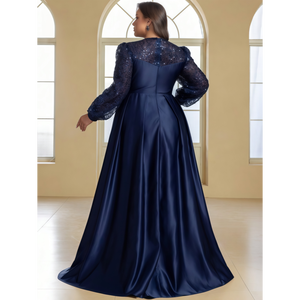 Abito <span class=keywords><strong>da</strong></span> <span class=keywords><strong>sera</strong></span> formale elegante taglie forti, moderno, in raso con paillettes, linea ad A, con mantello, vita naturale, scollo a V, senza maniche, con fantasia - Product Image 2