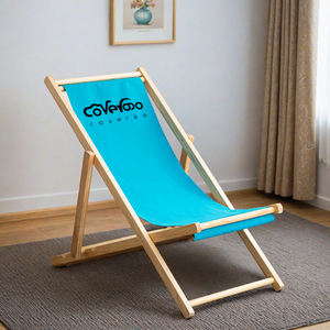 Chaise inclinable d'extérieur en bois naturel avec pieds pliables pour terrasses, plages et jardins - Product Image 2
