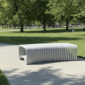 Banc à lattes en aluminium moderne sans dossier <span class=keywords><strong>de</strong></span> qualité commerciale, mobilier d'<span class=keywords><strong>extérieur</strong></span> pour hôtels et projets hôteliers - Product Image 2