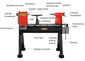 Benchtop Variable Speed Wood Lathe Machine Wood Turning Machine With Digital Display