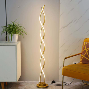 Lámpara de Pie LED Moderna de Lujo, Iluminación de Aluminio y Acero al Carbono, 2700K, Luz Blanca Cálida Suave, Diseño Espiral Vertical Simple para Sala de Estar - Product Image 1