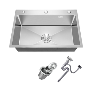 <span class=keywords><strong>Fregadero</strong></span> de cocina de un solo cuenco hecho a mano de <span class=keywords><strong>acero</strong></span> <span class=keywords><strong>inoxidable</strong></span>, grifo de montaje superior con cestas de frutas, Kit de drenaje de 80x46 <span class=keywords><strong>cm</strong></span> - Product Image 2