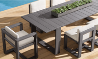 Ensemble de salle à manger moderne pour patio, jardin et hôtel, résistant aux intempéries, couleur personnalisée, table rectangulaire en aluminium thermolaqué durable pour l'extérieur