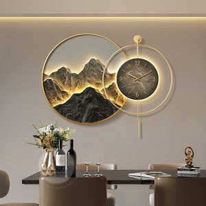 Ánh Sáng Sang Trọng LED In Giấy Tròn Đồng Hồ Leo Núi Tường Bức Tranh Tường Phong Cảnh Vẫn Còn Cuộc Sống Sơn Cho Nhà Hàng Nghệ Thuật Trang Trí - Product Image 6