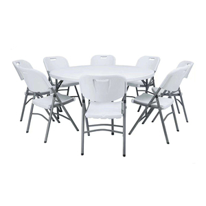 <span class=keywords><strong>Table</strong></span> ronde pliable en plastique blanc, <span class=keywords><strong>table</strong></span> de location commerciale portable pour mariage en plein air, fête - Product Image 3