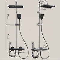 Système de douche thermostatique à double poignée, avec jets de pluie, cartouche céramique, construction en laiton, protection anti-brûlure |