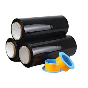 Film étirable noir Huamaohengchun, résistance industrielle, avec poignée en plastique, 12 po x 1000 pi, 80 gauge, lot de 3, film rétractable noir - Product Image 1