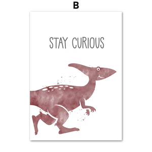Triceratops ptérosaure dessin animé dinosaure mur Art toile peinture nordique affiches et impressions photos murales pour enfants chambre décor - Product Image 6