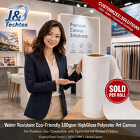 [Se Vende por Rollo] Lienzo de Poliéster de Alto Brillo de 180 g/m², Resistente al Agua y Ecológico, Compatible con Impresoras Epson y HP Plotter