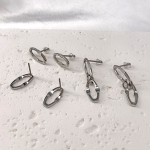 Stainless Steel Geometric Rhombus <b>Stud</b> <b>Earrings</b> <b>For</b> <b>Men</b> And Women Minimalist Fashion Jewelry Yiwu Origin - Product Image 3