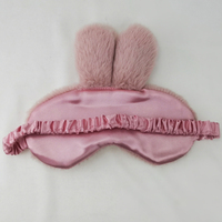 Mignon masque pour les yeux de sommeil lapin noir Animal dessin animé Style soie sentiment en peluche lapin ombre à paupières couverture Blinder