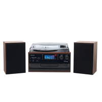 Enregistreur à double cassette lecteur haut de gamme dj plateau tournant vertical tocadiscos 3 vitesses disque vinyle sous-verres lecteur avec cassette cd