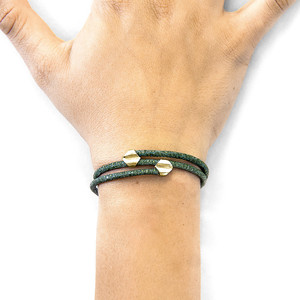 Pulsera Racing Green Conway de Oro Amarillo de 9 Quilates y Cuero de Mantarraya - Product Image 4