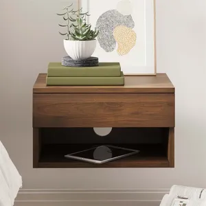Modern Wall-Mounted <strong>Floating</strong> <strong>Nightstand</strong> for Bedroom Feature Storage Drawer and Open Shelf for Living Room Use - Product Image 2
