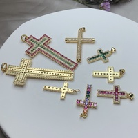 Pendentifs en forme de croix en zircon plaqué or de haute qualité en gros pour la fabrication de bijoux, accessoires pour colliers et boucles d'oreilles DIY