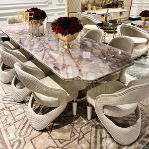 Ý Sang Trọng Lớn Bằng Đá Cẩm Thạch Hàng Đầu Bàn Ăn Cao Cấp Đồ Nội Thất Biệt Thự Bàn Ăn Và Ghế Xuất Tại Trung Quốc - Product Image 4